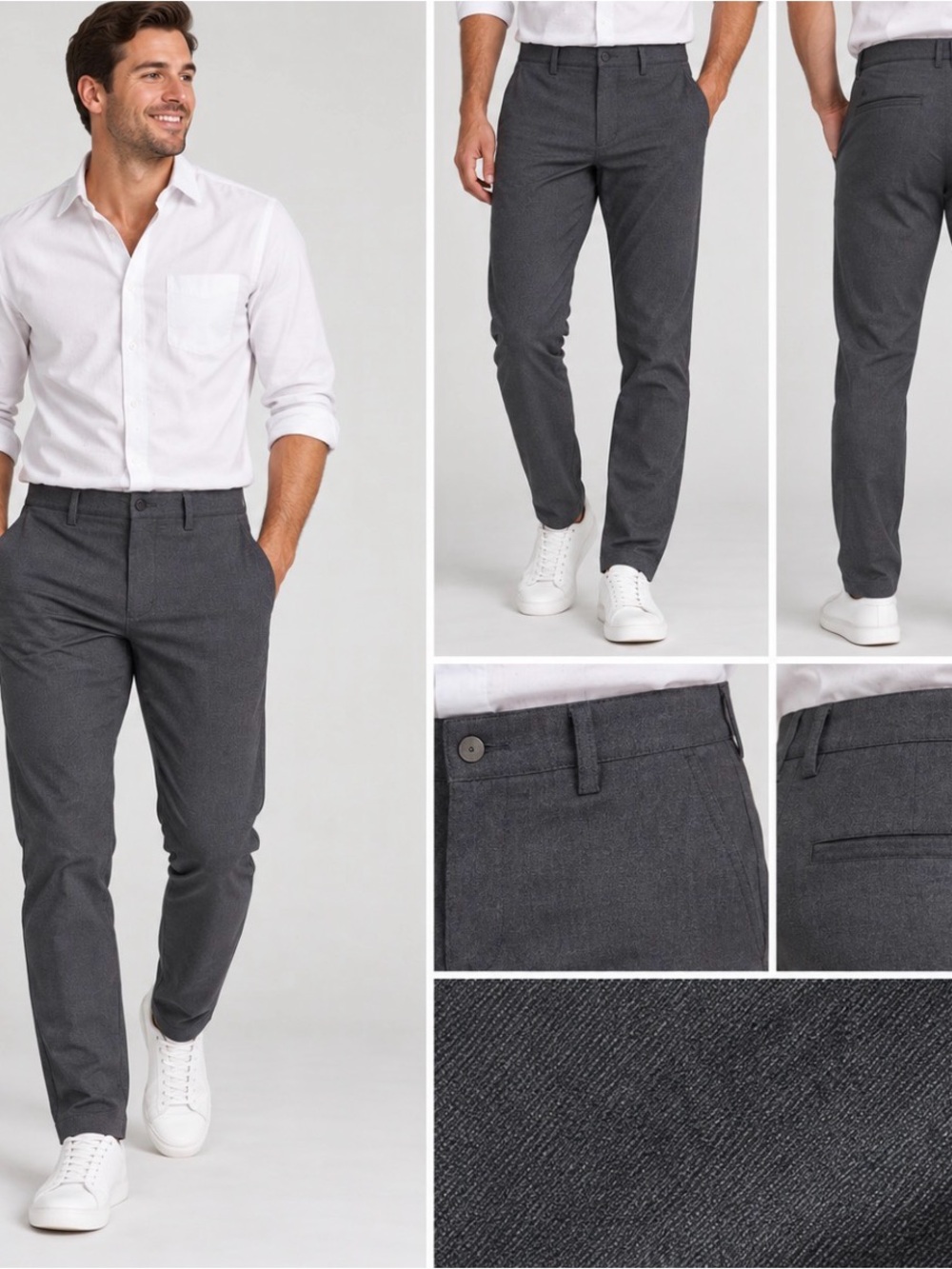 Mizzen+Main Men’s Pants 32 Charcoal Gray Performance Stretch Made in USA